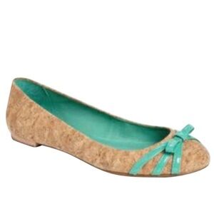 Kate Spade Cork Tan and Green Flats